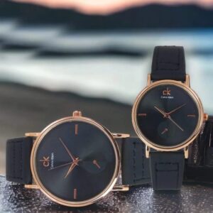Stylish Unisex Analogue Couple Watch - 2 Pcs in leather