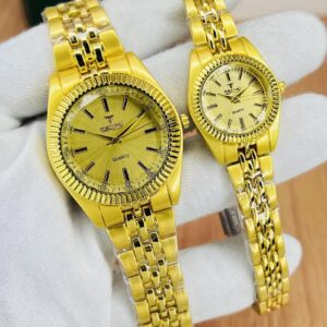 Elegant Unisex Quartz Watch Set - 2 Pcs Analogue Couple Time Pieces