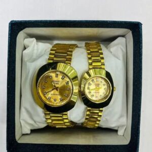 Elegant Unisex Quartz Watch Set - 2 Pcs Analogue Couple Time Pieces