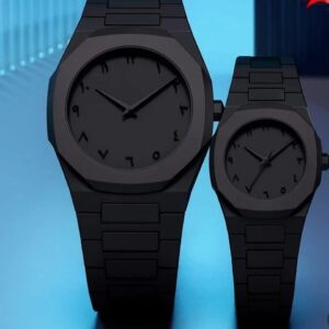 Stylish Black Carbon Fiber Analogue Couple Watches